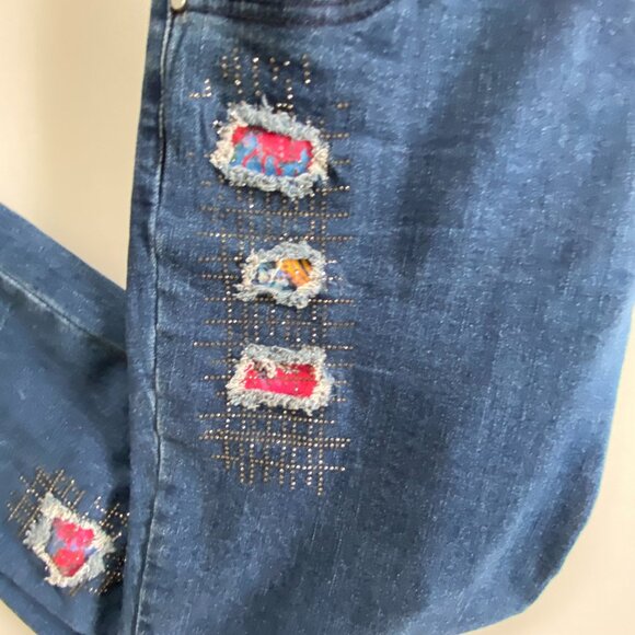 Claire Desjardins Patchwork High Waist Stretch Jeans M - Picture 3 of 9
